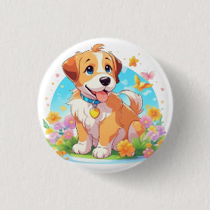 Niedlicher Welpenhund Button
