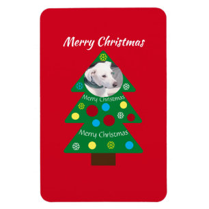 Niedlicher Welpenhund farbenfroher Weihnachtsbaum Magnet