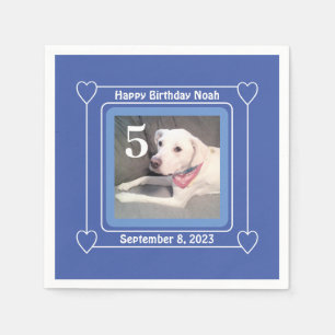Niedlicher Welpenhund Foto Geburtstag Nummer 5 Blu Serviette