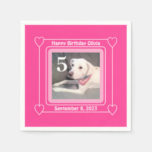 Niedlicher Welpenhund Foto Geburtstag Nummer 5 Ros Serviette