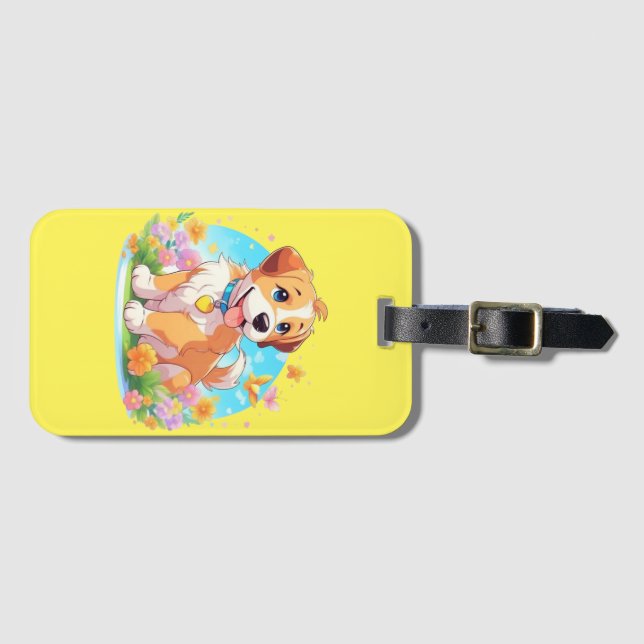 Niedlicher Welpenhund Gepäckanhänger (Vorderseite (Horizontal))