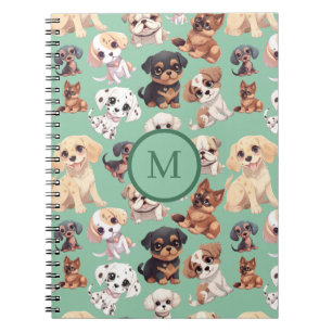 Niedlicher Welpenhund grün Notizblock