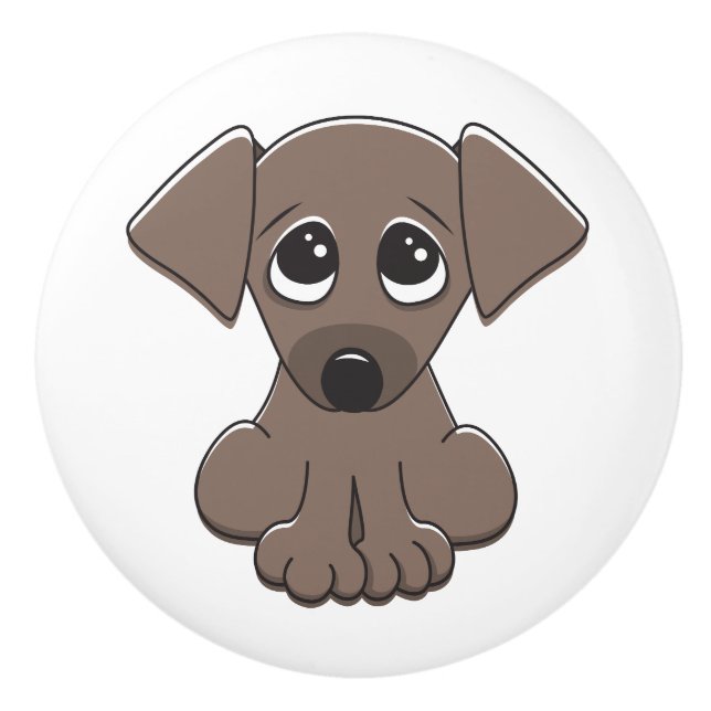 Niedlicher Welpenhund Keramikknauf (Vorderseite)