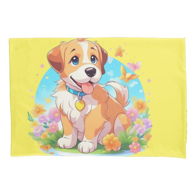 Niedlicher Welpenhund Kissenbezug (Vorderseite)