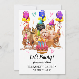 Niedlicher Welpenhund Lasse Pawty Birthday Celebra Einladung