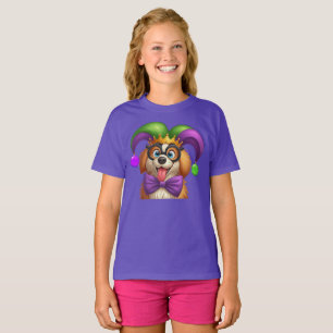 Niedlicher Welpenhund Mardi Gras in der Hut T-Shirt