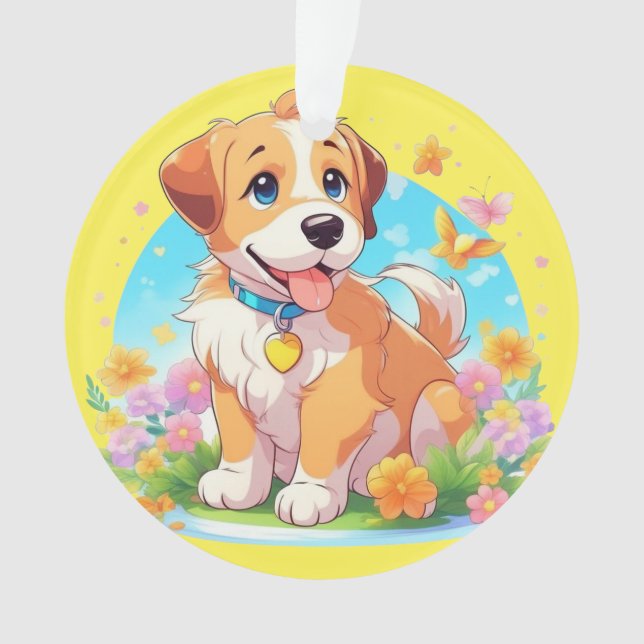 Niedlicher Welpenhund Ornament (Vorderseite)