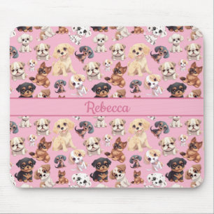 Niedlicher Welpenhund rosa Mousepad