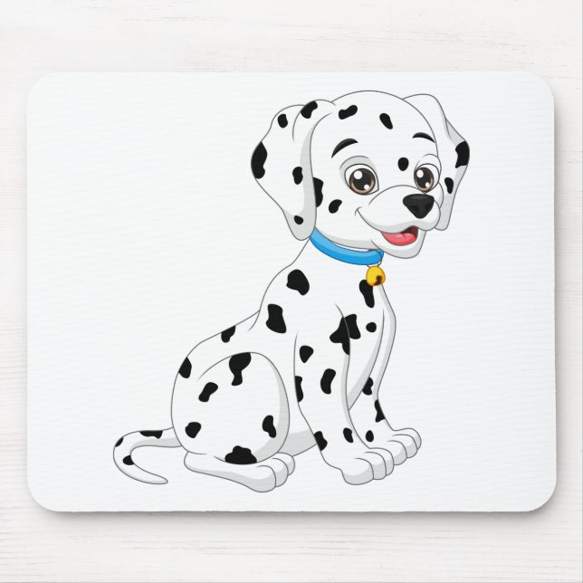 Niedlicher Welpenhund Schwarz-weißer Cartoon Dalma Mousepad (Vorne)