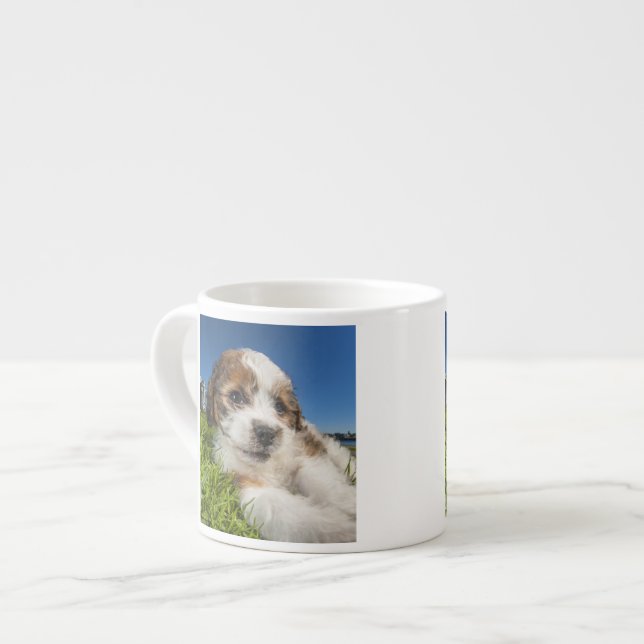 Niedlicher Welpenhund (Shitzu) Espressotasse (Vorderseite Links)