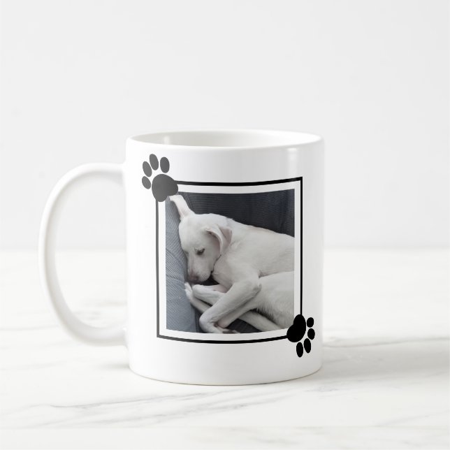 Niedlicher Welpenhund Single 1 Foto Name und Meldu Kaffeetasse (Links)