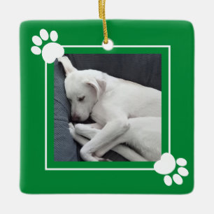 Niedlicher Welpenhund Single 1 Foto Name und Meldu Keramikornament