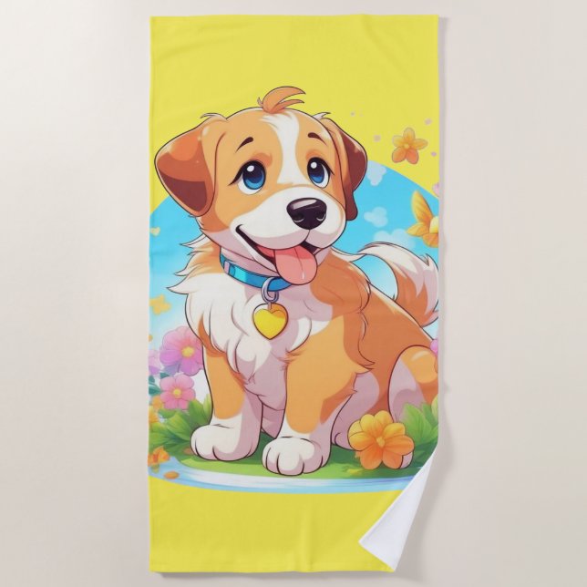 Niedlicher Welpenhund Strandtuch (Vorderseite)