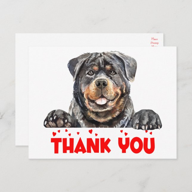 Niedlicher Welpenhund Watercolor Rottweiler Vielen Postkarte (Vorne/Hinten)