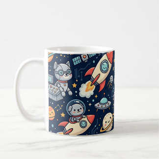 Niedlicher Weltraum-Roboter-Hund-Becher Kaffeetasse