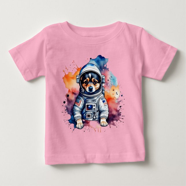 Niedlicher Weltraumhund Baby T-shirt (Vorderseite)
