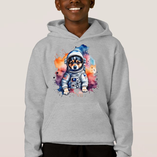 Niedlicher Weltraumhund Hoodie (Vorderseite)