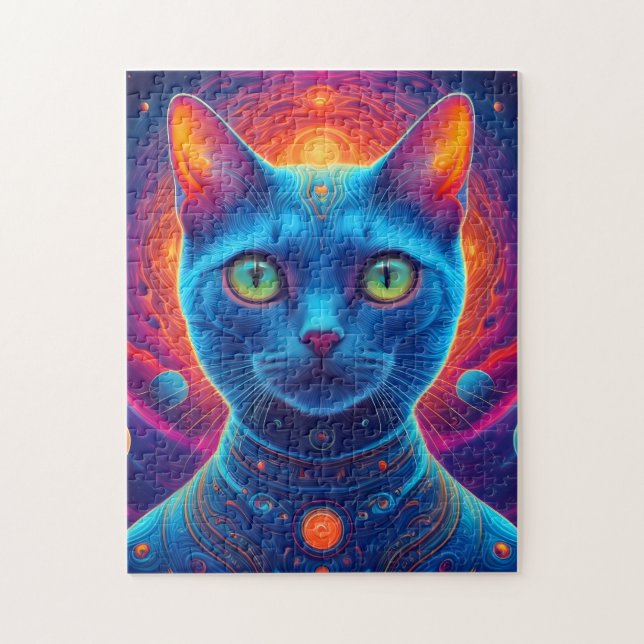 Niedlicher Weltraumkatze Astronaut Jigsaw Puzzle (Vertikal)