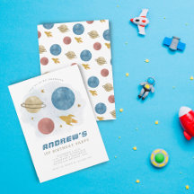 Niedlicher Weltraumplaner Wasserfarbe erste Geburt