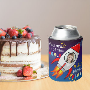 Niedlicher Weltraumraketenschiff vom Geburtstag Dosenkühler