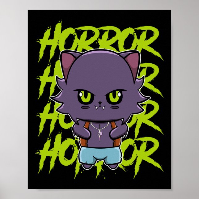 Niedlicher Werwolf Wolf und Anime-Horror Lycanthro Poster (Vorne)