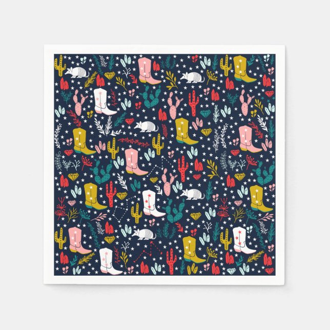 Niedlicher Western Cowgirl Paper Napkins Serviette (Vorderseite)