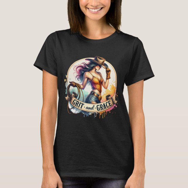Niedlicher Western Cowgirl T-Shirt (Vorderseite)