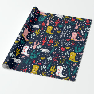Niedlicher Western Cowgirl Wrapping Paper Geschenkpapier