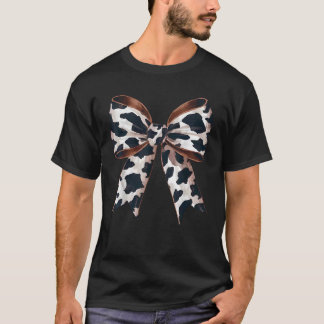 Niedlicher Western Cowprint Bow Coquette Ästhetisc T-Shirt