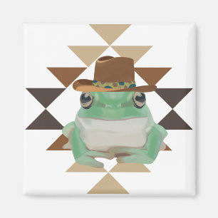 Niedlicher Western Frosch mit Cowboy-Hut Magnet