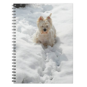 Niedlicher Westie Dog im Snow-Notebook-Journal Notizblock