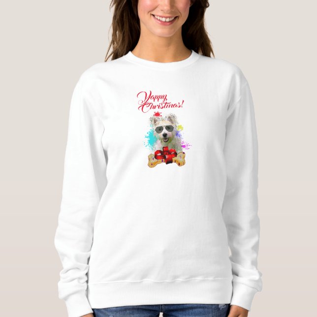 Niedlicher Westie Dog Yappy Weihnachten Sweatshirt (Vorderseite)