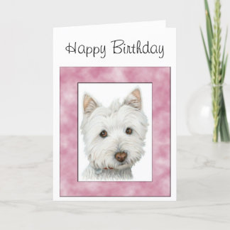 Niedlicher Westie Hund in rosa Rahmen Art Karte