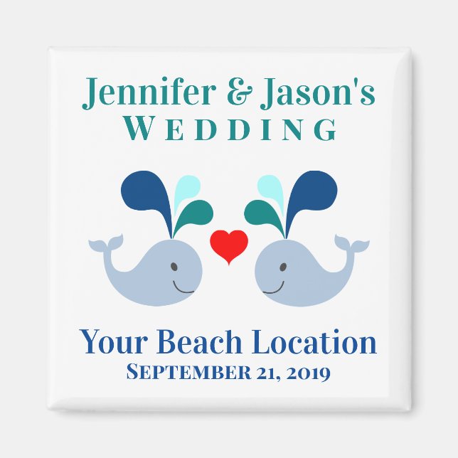 Niedlicher Whale Tropical Beach Zielort Hochzeit Magnet (Vorne)