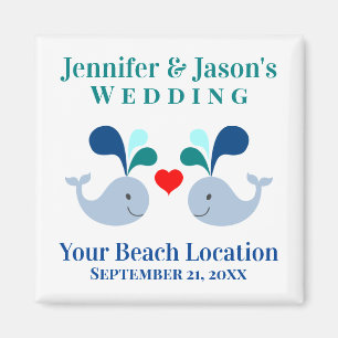 Niedlicher Whale Tropical Beach Zielort Hochzeit Magnet