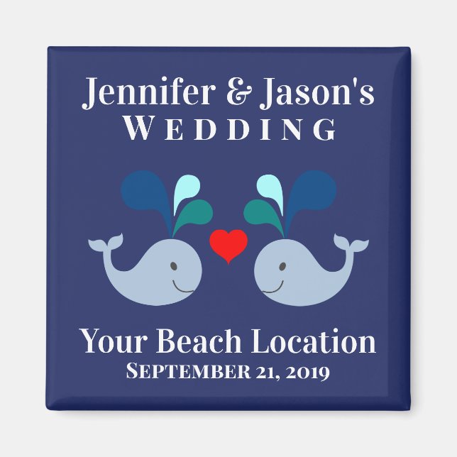 Niedlicher Whale Tropical Beach Zielort Hochzeit Magnet (Vorne)