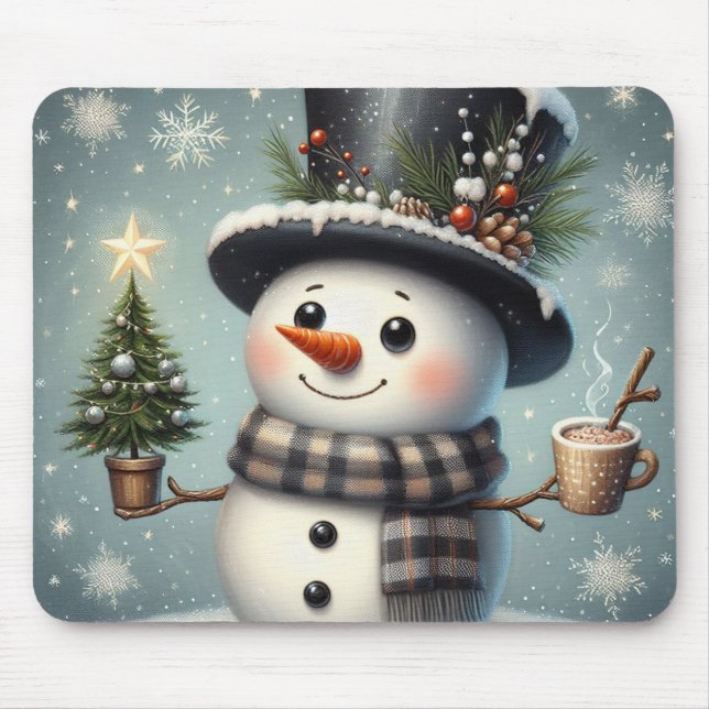 Niedlicher Whimisky Weihnachten/Winterschneemann Mousepad (Vorne)