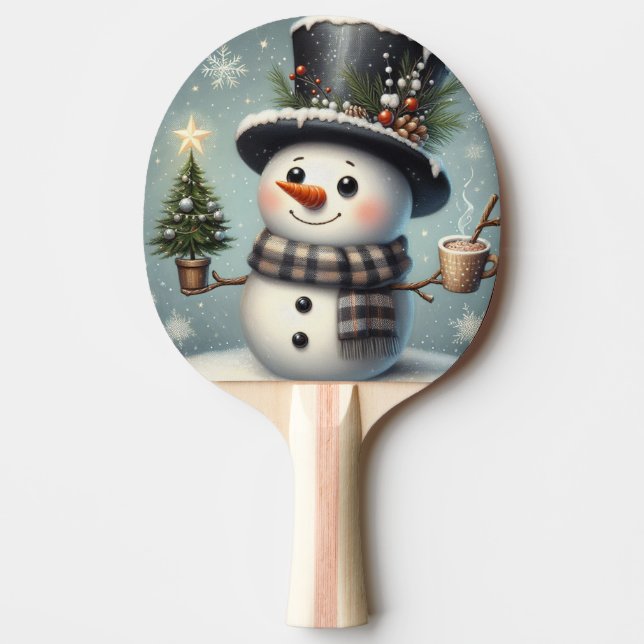 Niedlicher Whimisky Weihnachten/Winterschneemann Tischtennis Schläger (Vorderseite)