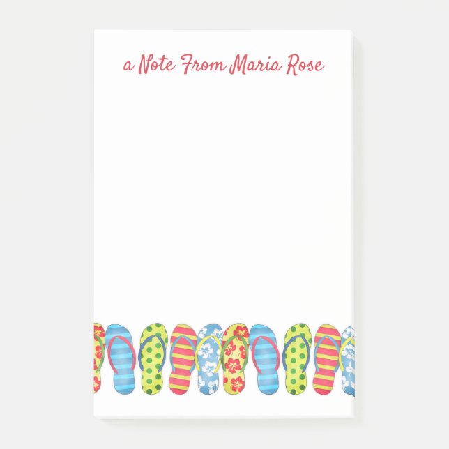 Niedlicher Whimsical Beach Fun Flip Flops kundensp Post-it Klebezettel (Vorderseite)