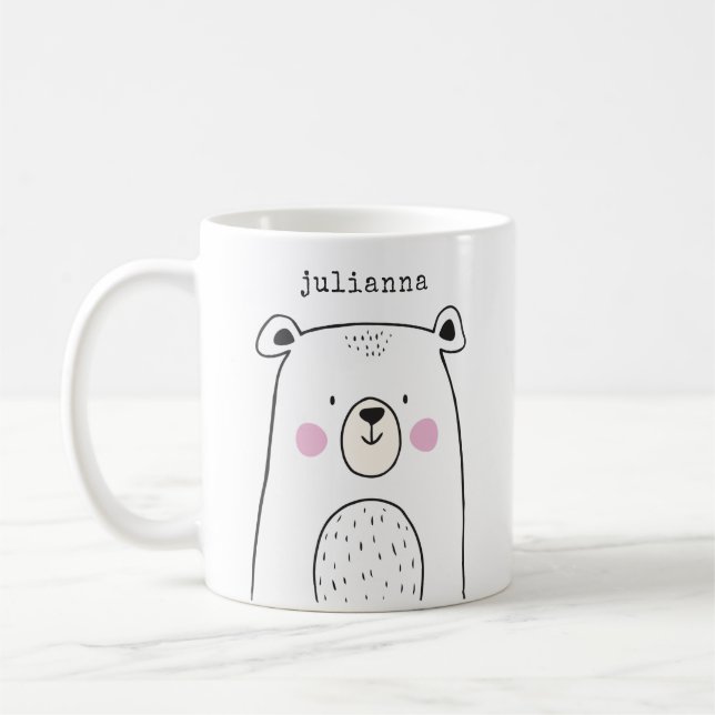 Niedlicher Whimsical Bear Illustration Individuell Kaffeetasse (Links)