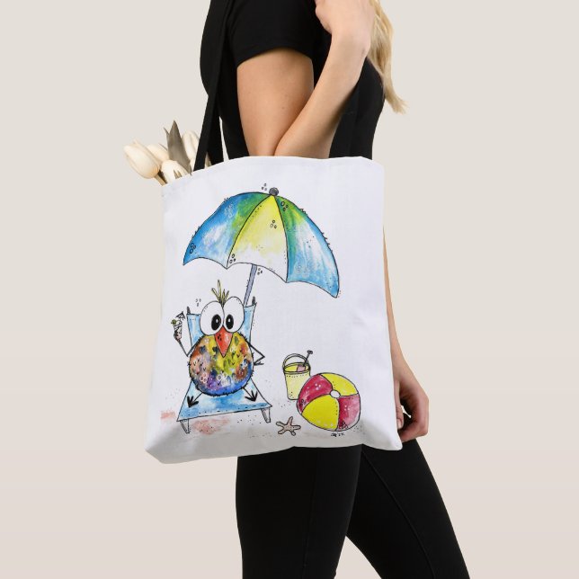 Niedlicher Whimsical Bird am Strand (Von Nahem)