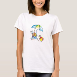 Niedlicher Whimsical Bird am Strand T-Shirt