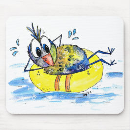 Niedlicher Whimsical Bird auf Floß Mousepad