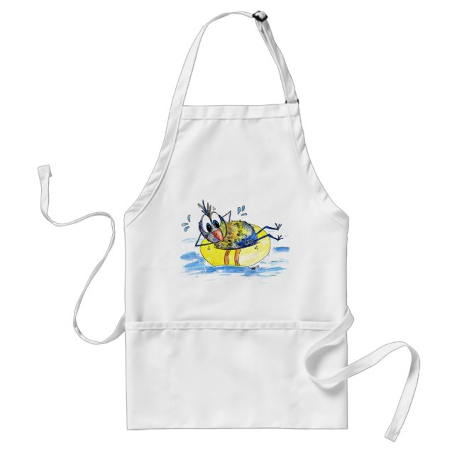 Niedlicher Whimsical Bird auf Floß Schürze (Vorne)