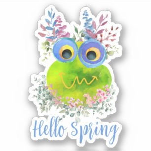Niedlicher Whimsical Bird Hallo Frühling Aufkleber