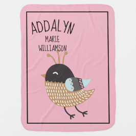 Niedlicher Whimsical Bird Pink Baby Blue Child Nam Babydecke