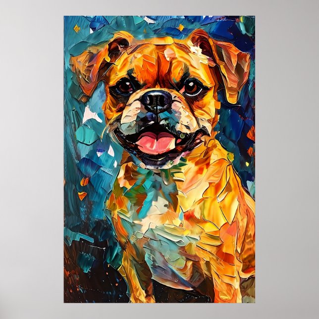 Niedlicher Whimsical Boxer Welpe Poster (Vorne)