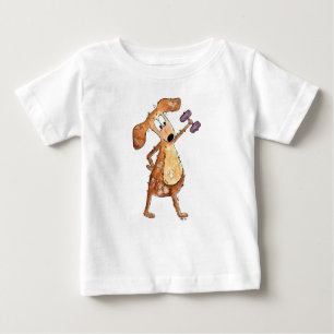 Niedlicher Whimsical Brown Hund Heften Baby T-shirt