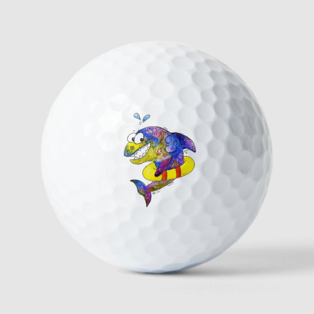 Niedlicher Whimsical Colorful Shark in Floor Golfball (Vorderseite)
