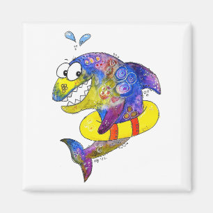 Niedlicher Whimsical Colorful Shark in Floor Magnet